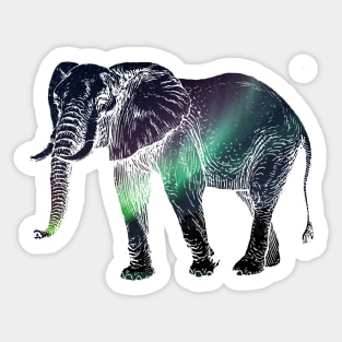 Aurora Borealis African Elephant Silhouette Sticker